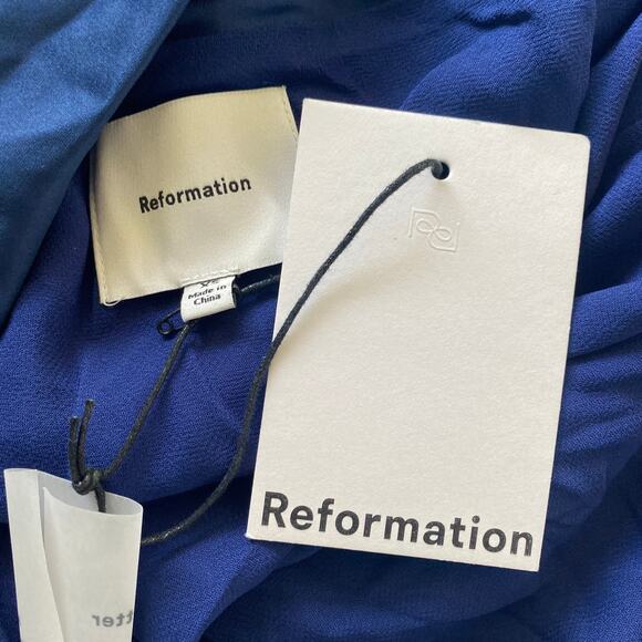 Reformation Corey Satin Dress Danube - Picture 10 of 11